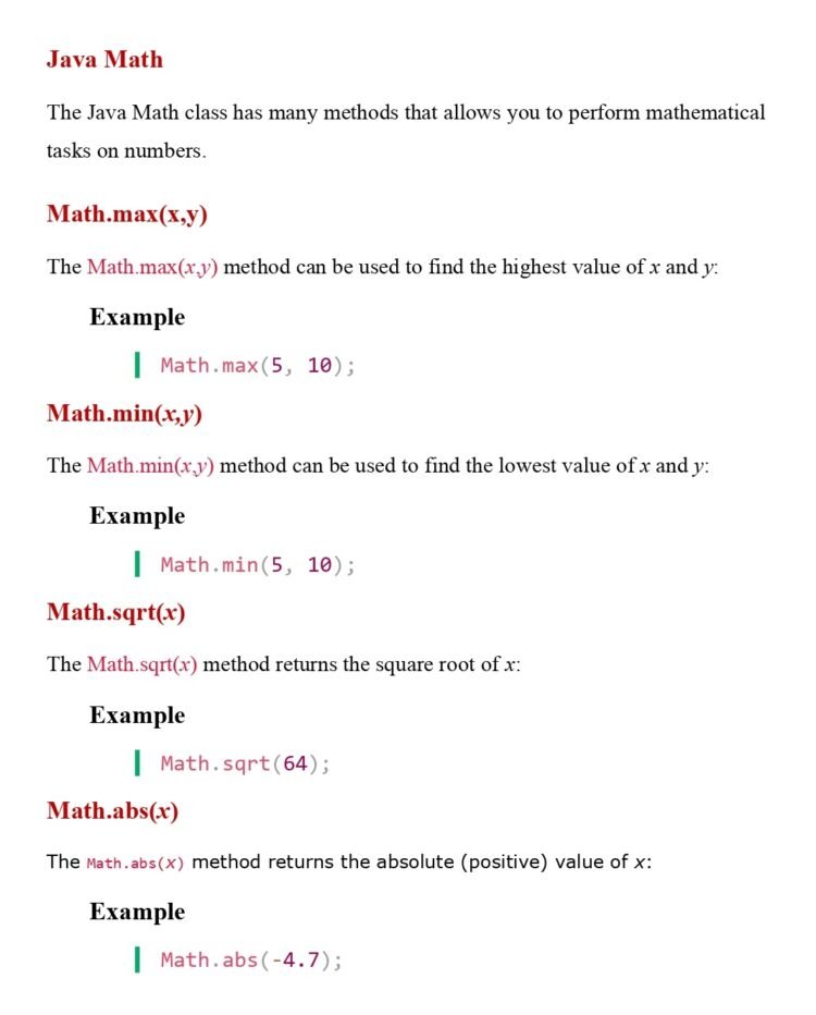 Learn Java Math Session Pdf Connect Techs