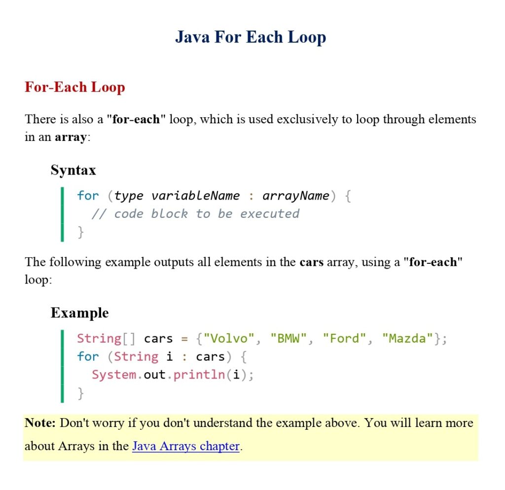Learn Java For Loop Session 15 PDF Connect 4 Techs