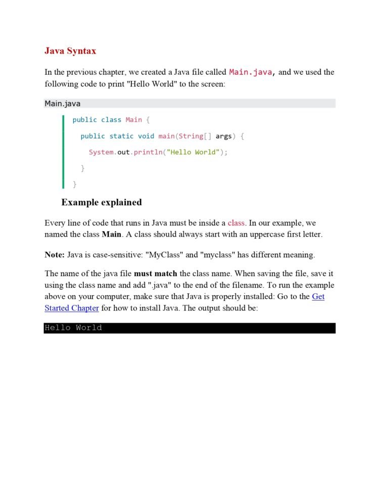 Learn JAVA Syntax Session 2 PDF Connect 4 Techs