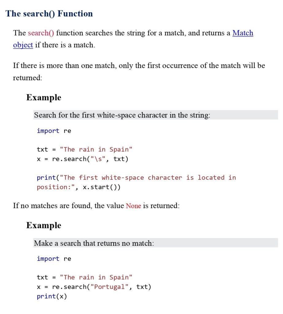 The search() Function