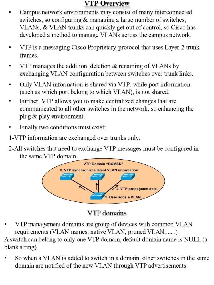 Summary Of VTP VLAN Trunking Protocol PDF Connect 4 Techs