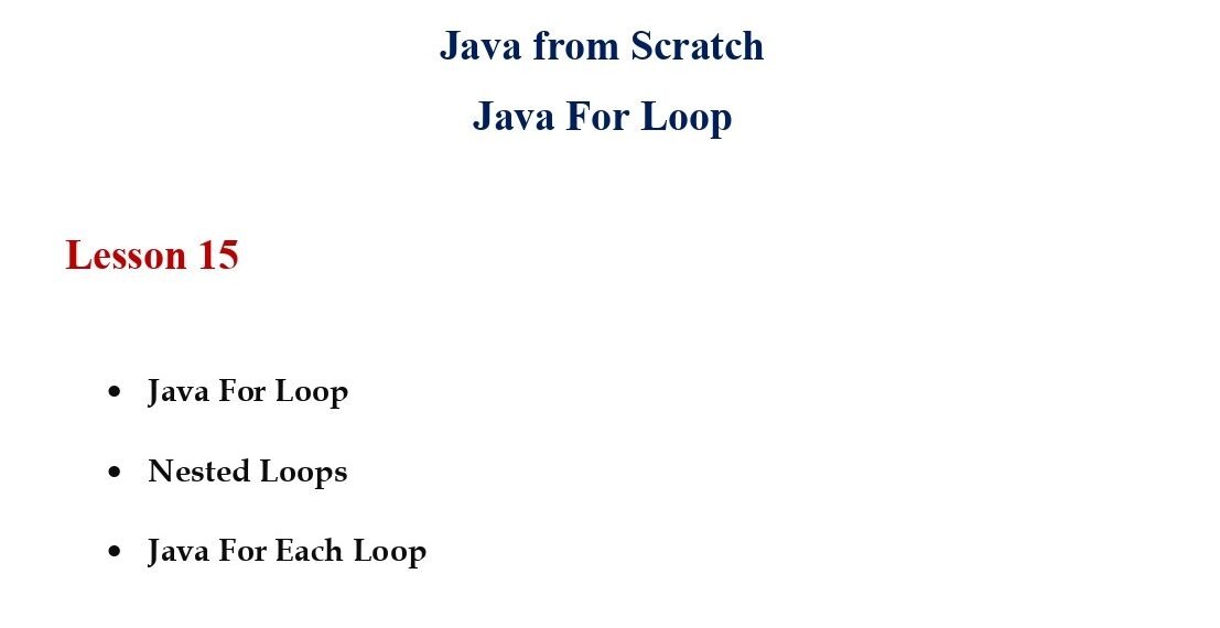 Learn Java For Loop