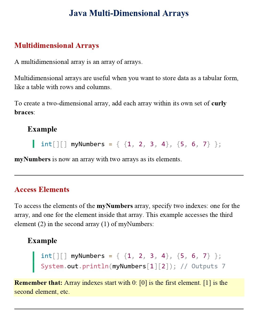 Learn Java Arrays (Session 17) PDF - Connect 4 Techs