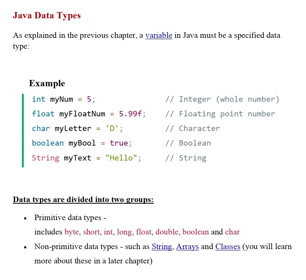 java data types assignment