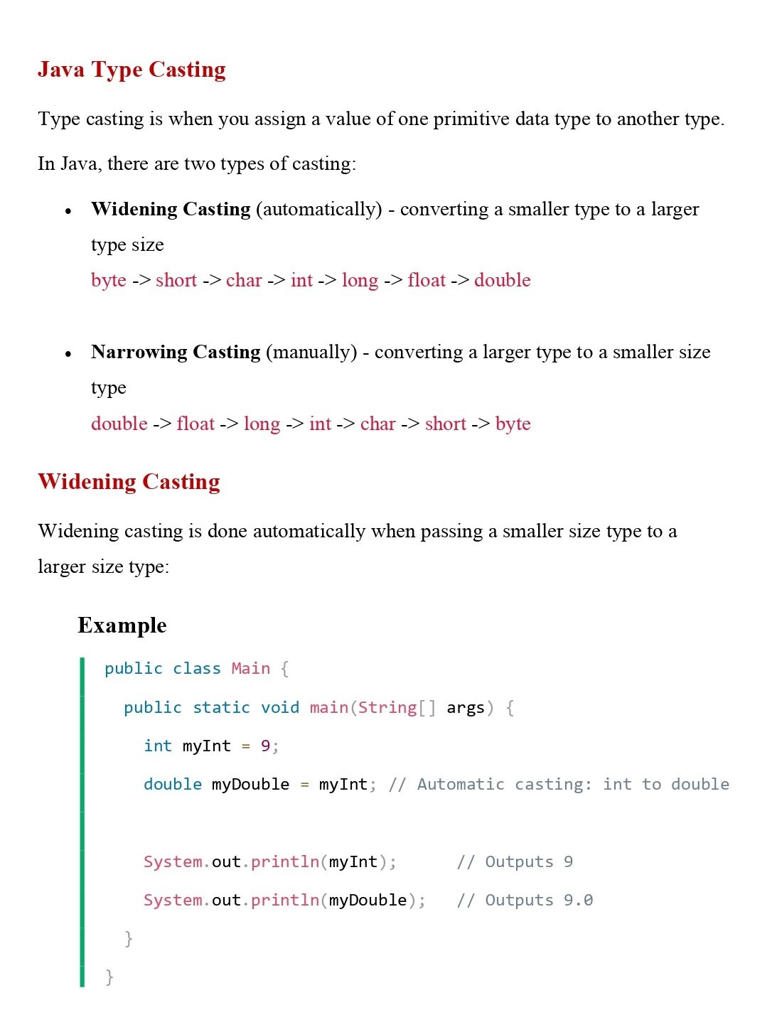 Learn Java Type Casting (Session 7) PDF - Connect 4 Techs