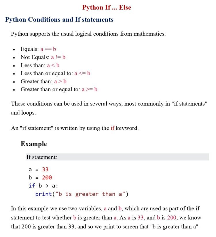 Python If - Else (Session 14) PDF - Connect 4 Techs